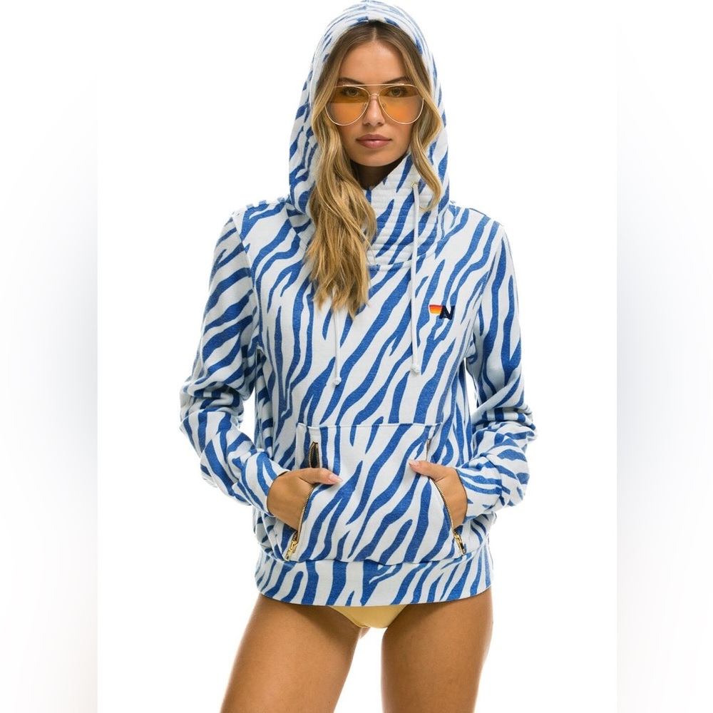 NWT Aviator Nation blue and white Tiger hoodie